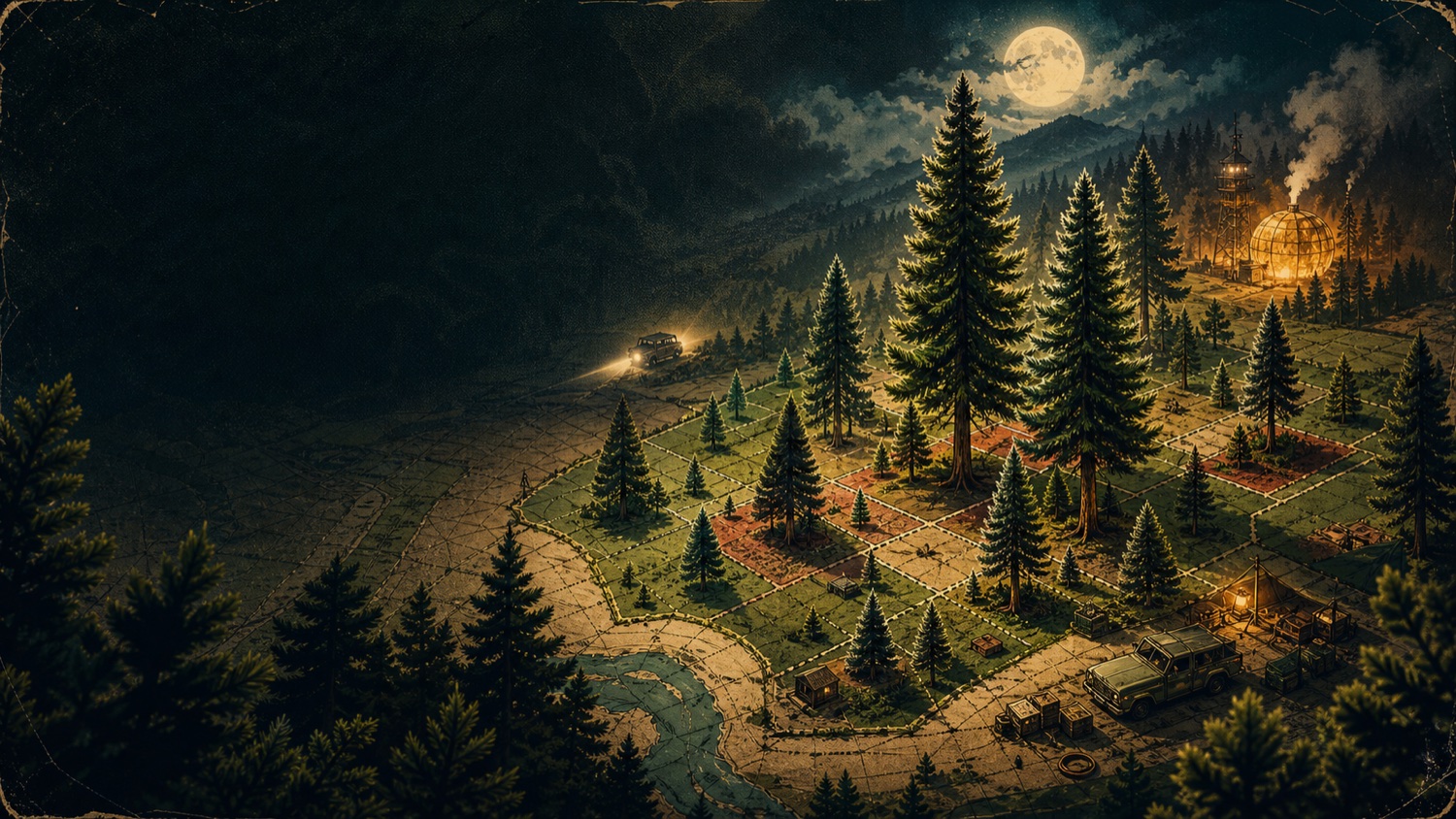 Generated forest map key art for the game