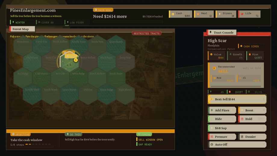 Alpha screenshot of the PinesEnlargement.com forest map